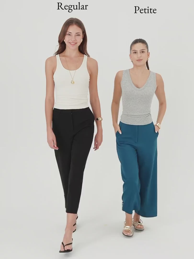 OGLmove Ponte High-Rise Cropped Wide-Leg Pants with Pockets