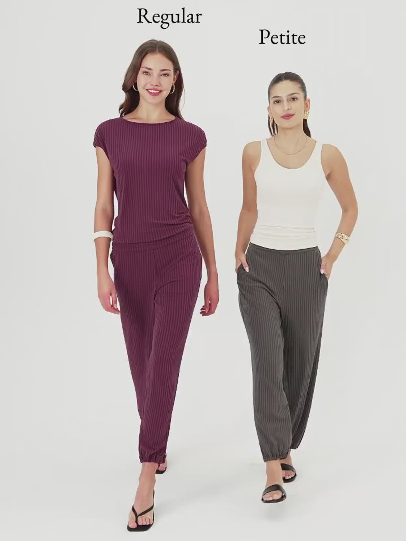 OGLmove Wrinkle-Free Ultra-Soft Mid-Rise Cropped Lounge Pants with Pockets