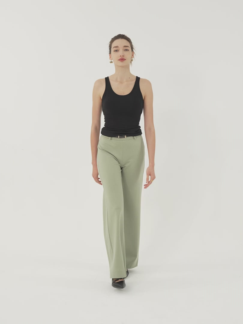 OGLmove Not-See-Thru Drapey Mid Rise Wide Leg Pull-on Pant with Pockets