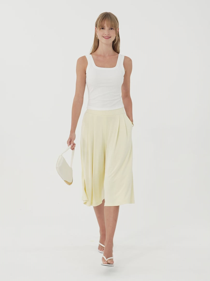 OGLmove Sandwashed Super Flowy Cropped Palazzo Leg Pant with Pockets
