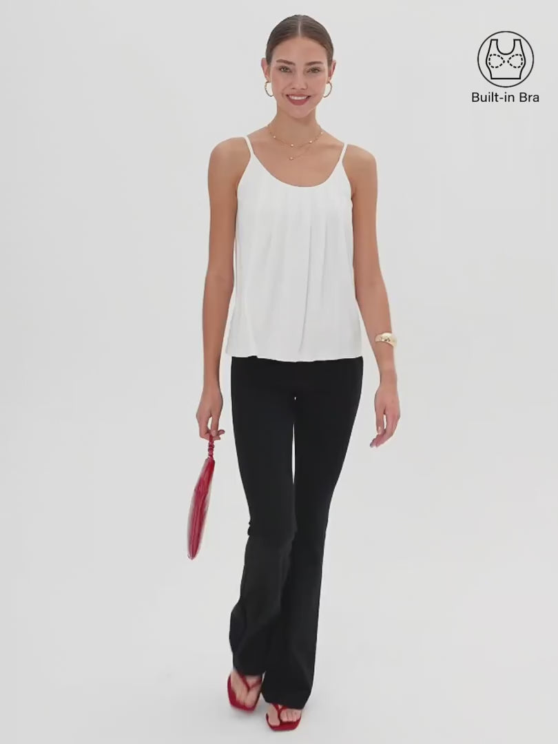 OGLmove U-Neck Pleated Spaghetti Bra Tank