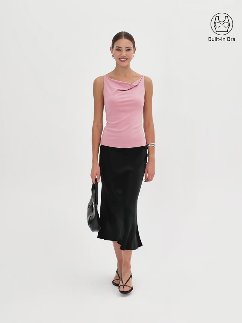 OGLmove Stretch Linen Cowl Neck Bra Tank