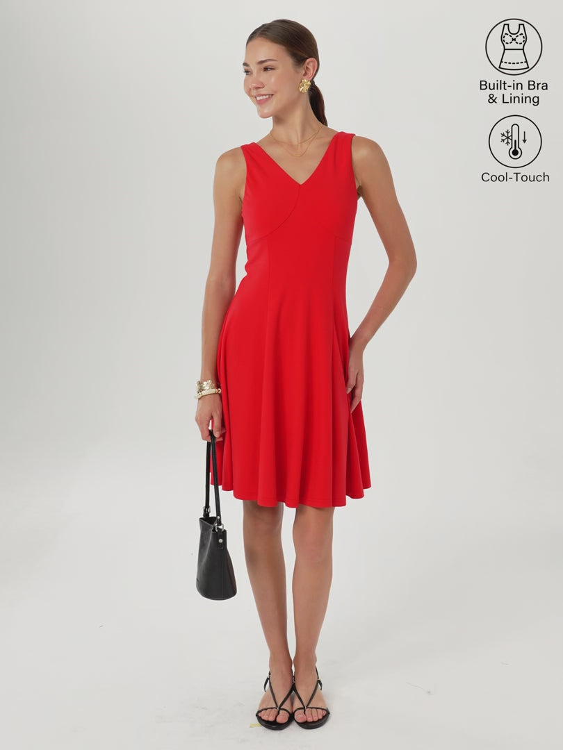OGLmove CoolTouch V-Neck Travel Mini Dress with Pockets