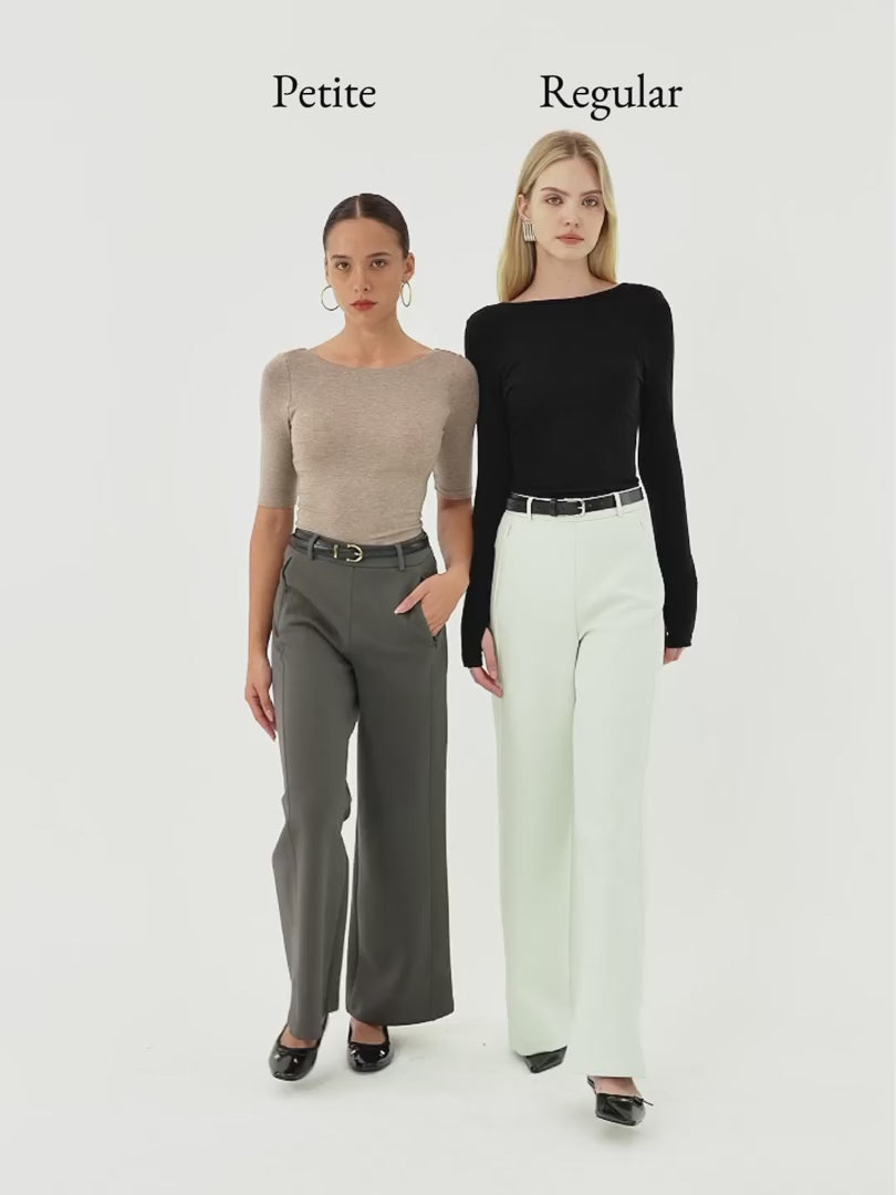 OGLmove Stretch Cotton Blend Slimming High Rise Wide Leg Pant