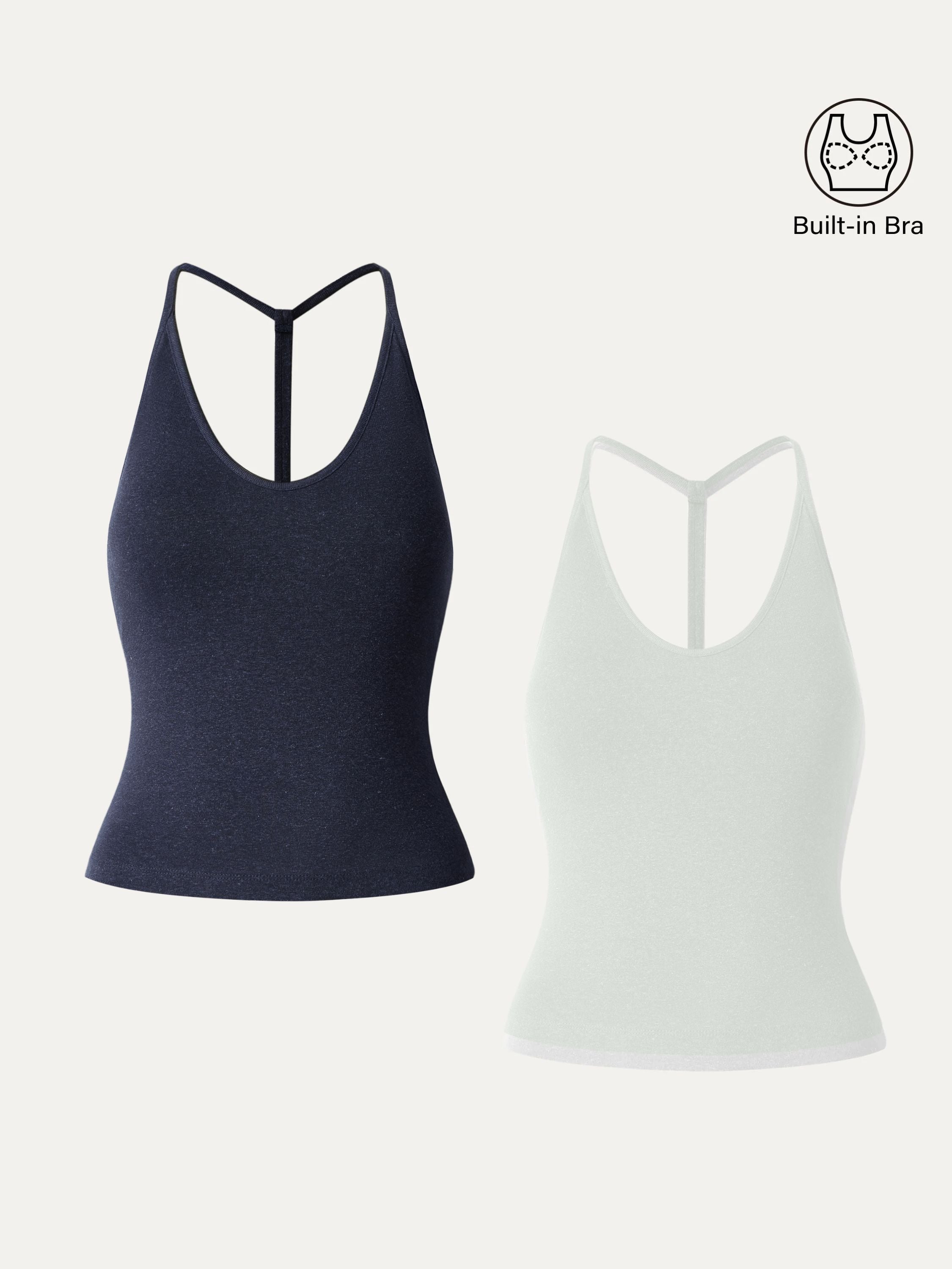 OGLmove Soft Linen Luxe V-Neck T-Back Airy Bra Tank