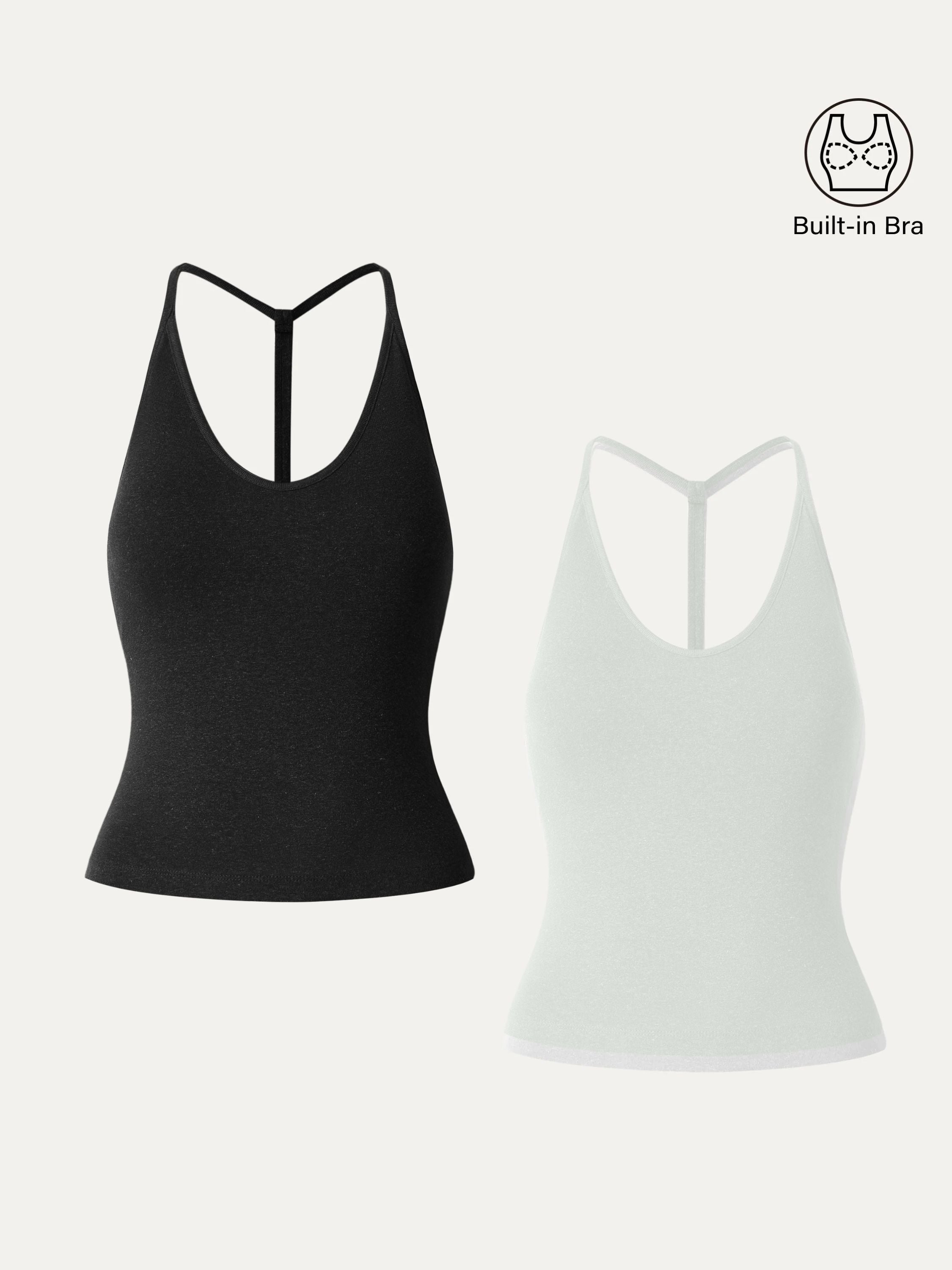 OGLmove Soft Linen Luxe V-Neck T-Back Airy Bra Tank